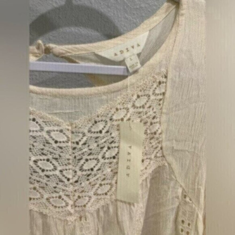 Adiva Cream Crochet Yoke Peasant Blouse - Picture 6 of 10